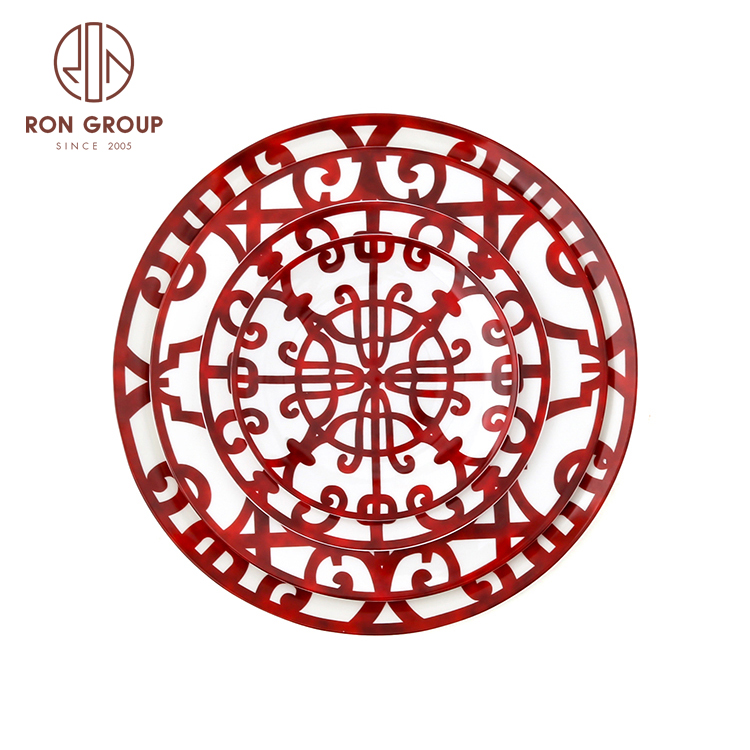 Hot deals red fine dinner set cross road design wedding dishes wholesale dinner plates ceramic