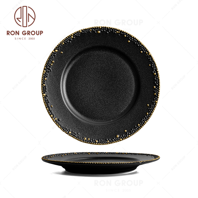 RNPCG2209-2210-2211 Factory Wholesale FAFARTC Series Restaurant Hotel Bar Cafe Wedding Black Gold Main Plate
