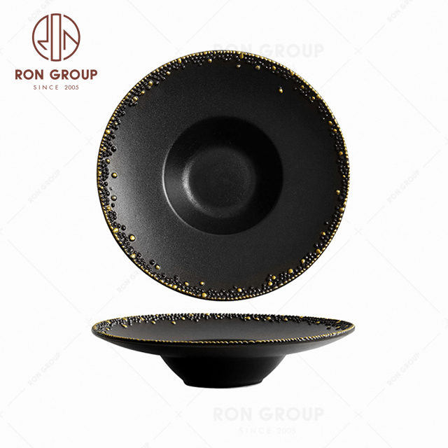 RNPCG2219 Wholesale FAFARTC Series Restaurant Hotel Bar Cafe Wedding Black Gold Hat Shape Bowl