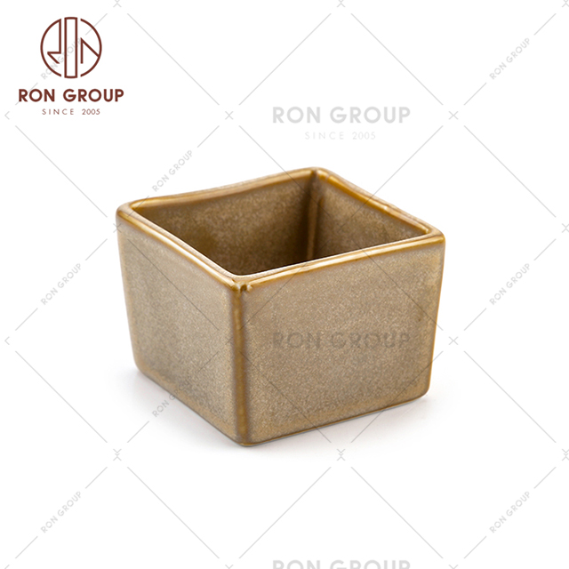 Wholesale food grade 3 inch baking porcelain bowls ceramic pudding square cup