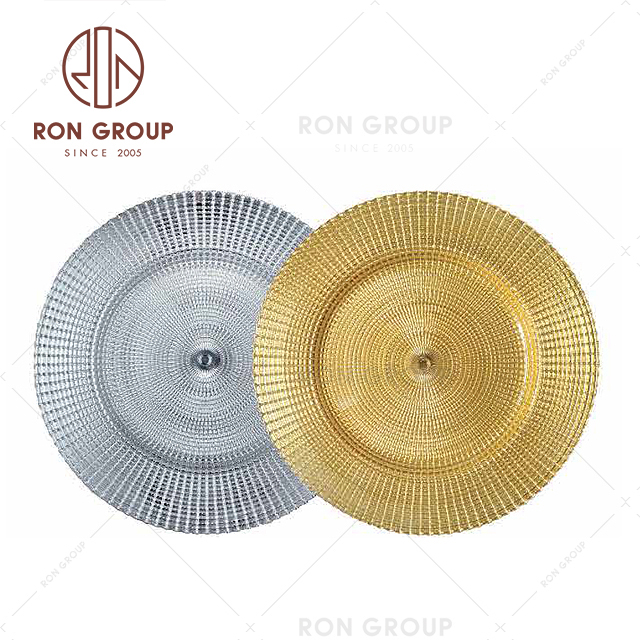 factory supply custom wedding tableware decoration round chargers golden plates