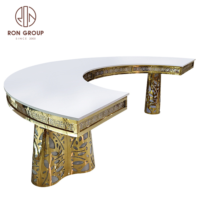 Event Furniture stainless steel frame Glass top Wedding S shape dining table
