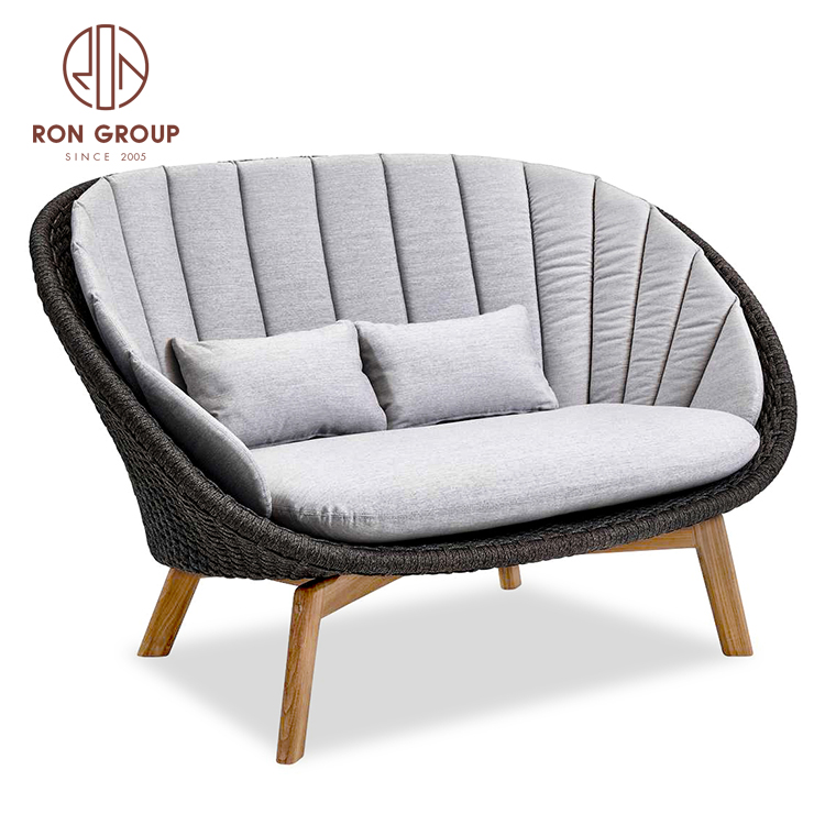 hotel restaurant furniture supplier cane furniture double seat wicker garden sofas 
