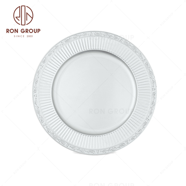 RonGroup High Quality Event Plastic Charger Plate  -  Silver SimpleWedding Plate 