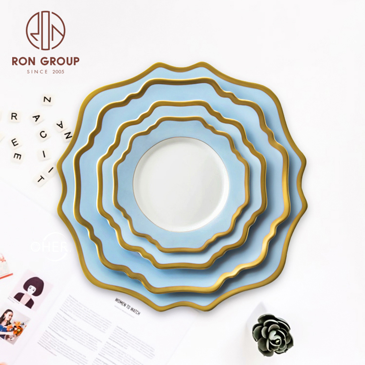 Elegant ceramic fancy rim dinner under plate set for wedding