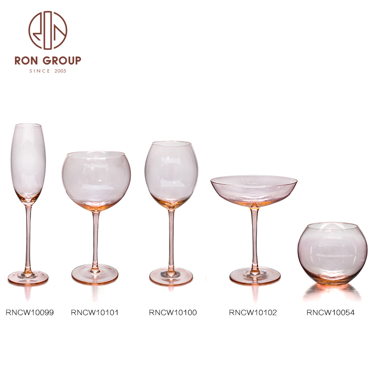 Wholesale Wedding Elegant Pink Stemmed Champagne Events Wine Glass