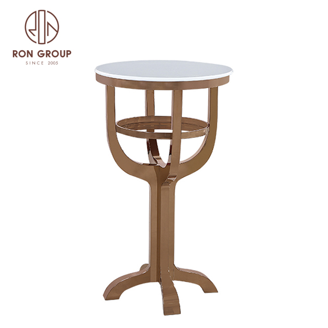 Stainless steel glass top gold high cocktail bar table for wedding 