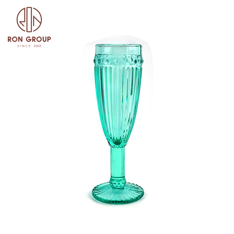 Colored Goblet Wine Water Glass Machine Pressed Clear Blue Pink Grey Glass Goblets Vintage Champagne Glass 