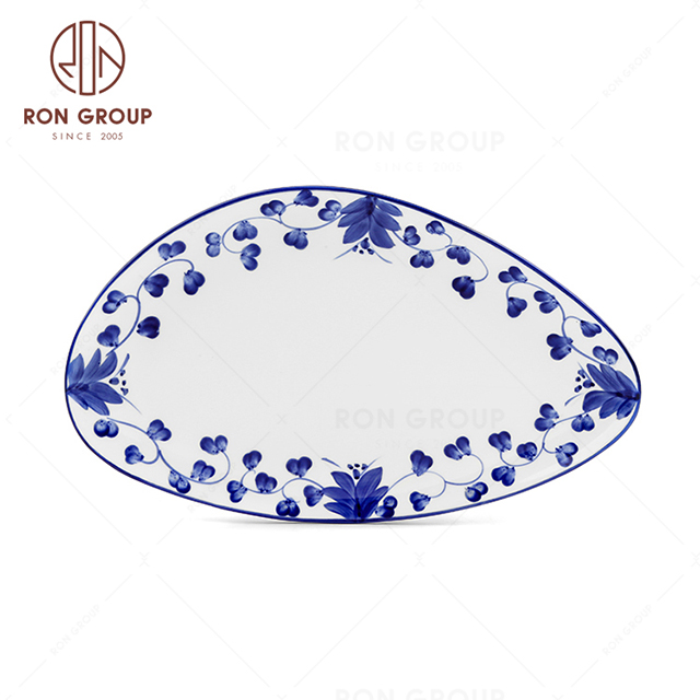 RNPCE011-Factory Wholesale Rattan Flower Style Restaurant Hotel Bar Cafe Wedding Triangular Narrow Plate