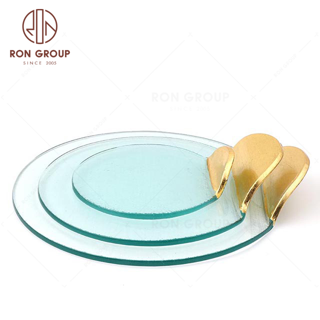 RNPG229-107 Factory Wholesale high quality restaurant hotel club bar banquet canteen party wedding Dessert Serving glass Plate
