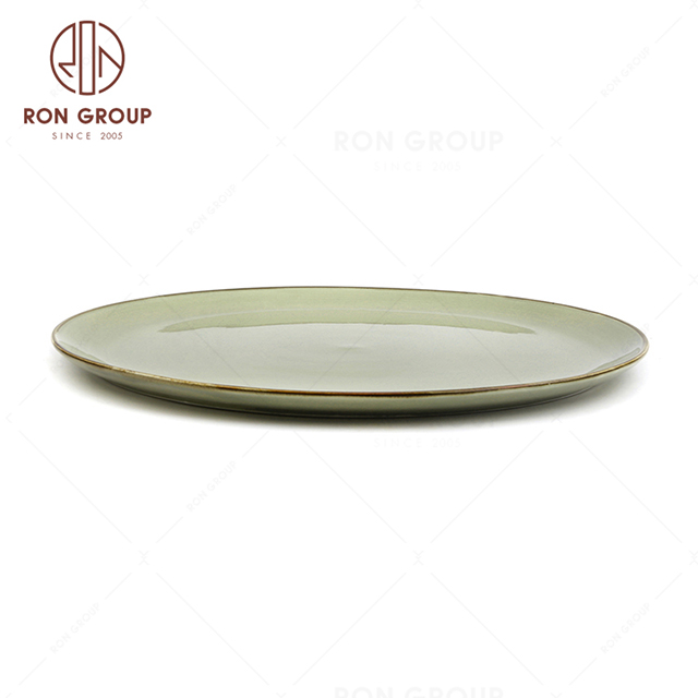 RonGroup New Color Morandi Chip Proof Porcelain  Collection - Ceramic Dinnerware Pizza  Plate