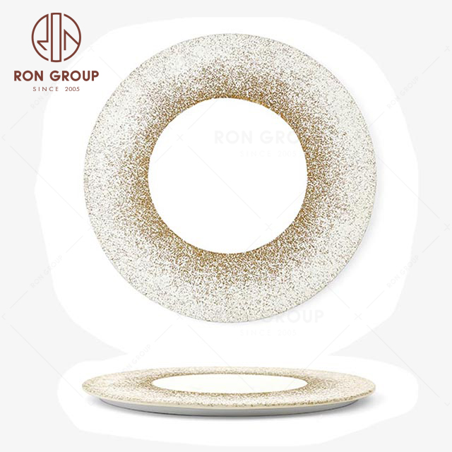 RNPCM026D wholesale 10.75inch high quality restaurant wedding utensils cafe bar decorate ceramic dinner flat plate
