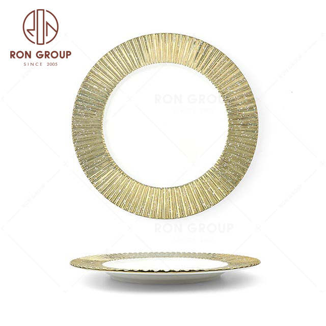RNPCM054G Carl Gypsophila 10.75inch main plate hotel restaurant wedding banquet decorate ceramic plate
