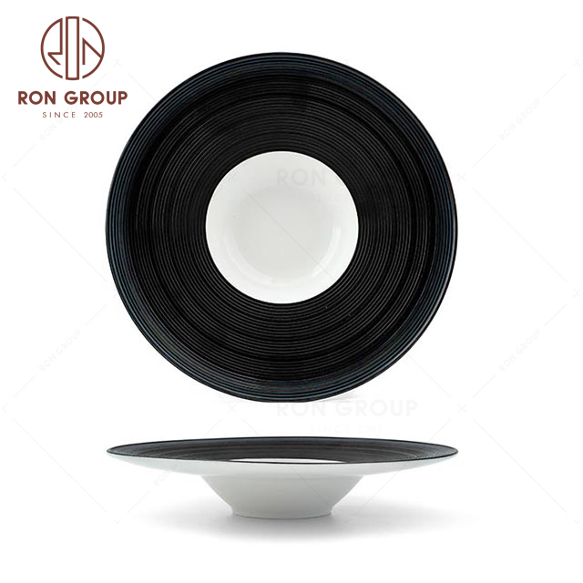 RNPCM070B Matte glazed look 11inch strong porcelain restaurant wedding utensils cafe bar decorate ceramic dinner straw hat plate