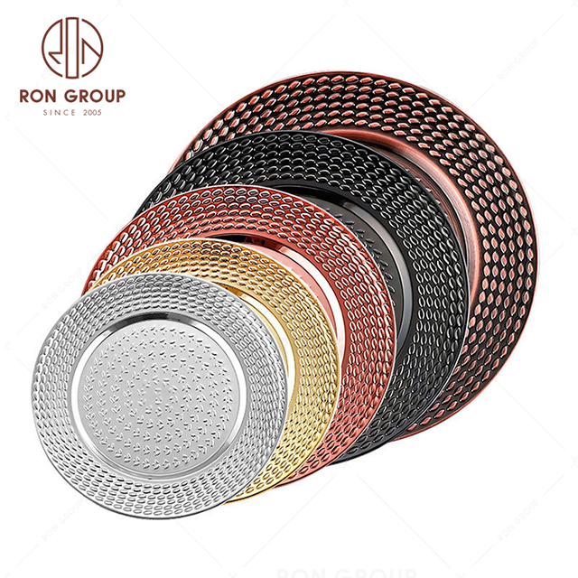 RNPKS228-11 High Quality Dining Plate Restaurant Hotel Bar Cafe Wedding Stainless Steel Plate