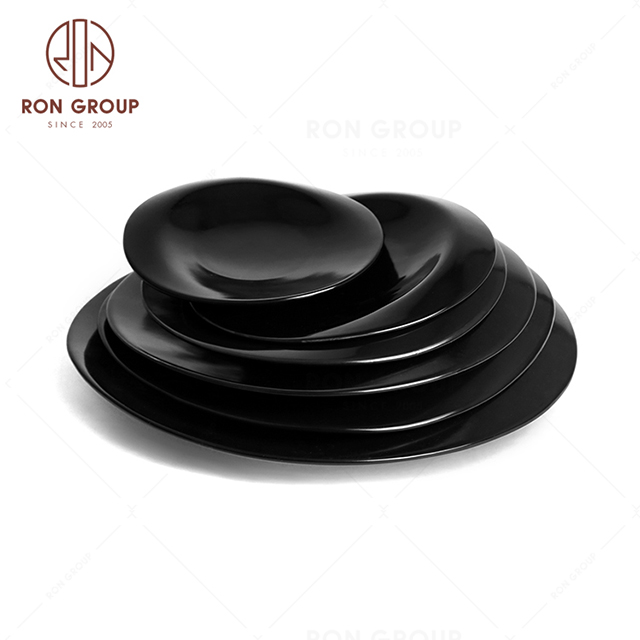RNPCE133-Modern Design Matte Black Style Restaurant Hotel Bar Cafe Wedding Ceramic Odd Shallow Plate