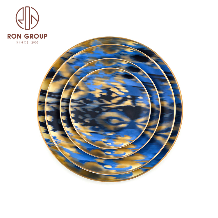 wholesale best royal fine bone china navy blue gold rimmed dinnerware dinner set for weddings