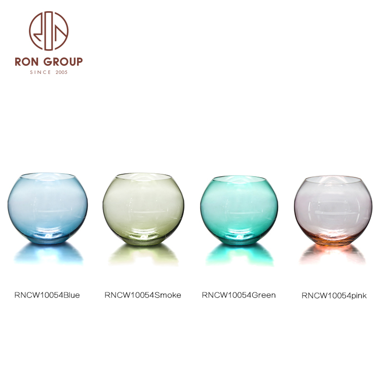 Wholesale Funny Unique Coloured Dotty Glass Water Cup Juice Glass Stemless For Wedding