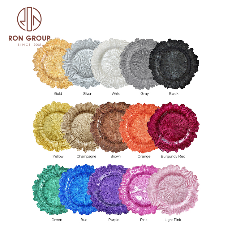 Wholesale Cheap Charger Plate Flower Shape Glass Charger Plates Glass Plate For Wedding