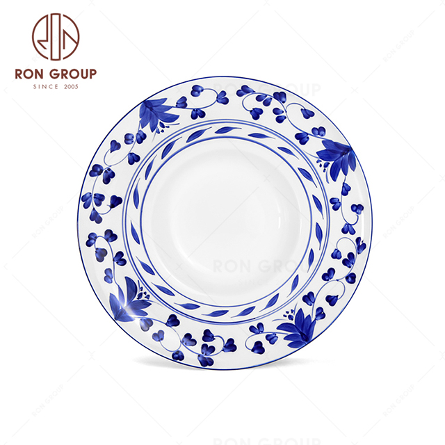 RNPCE003-Hot Sales Rattan Flower Style Restaurant Hotel Bar Cafe Wedding Ceramic Hat Shape Plate