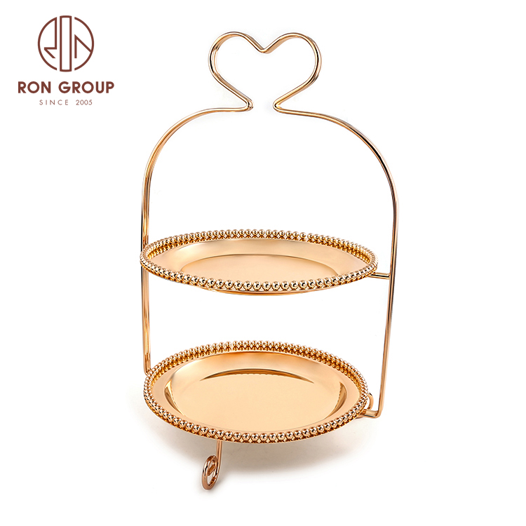 Wholesale Luxury Gold Rim Cake Stand Metal Cake Stand Wedding