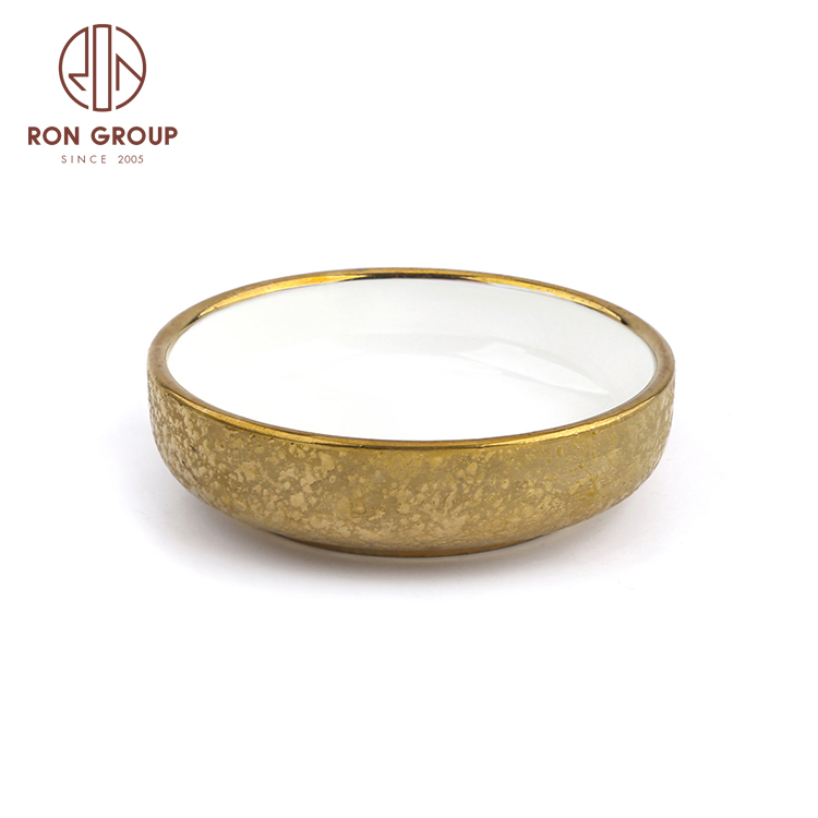 Wholesale ceramic sauce gold dish dipper dish use in wedding party