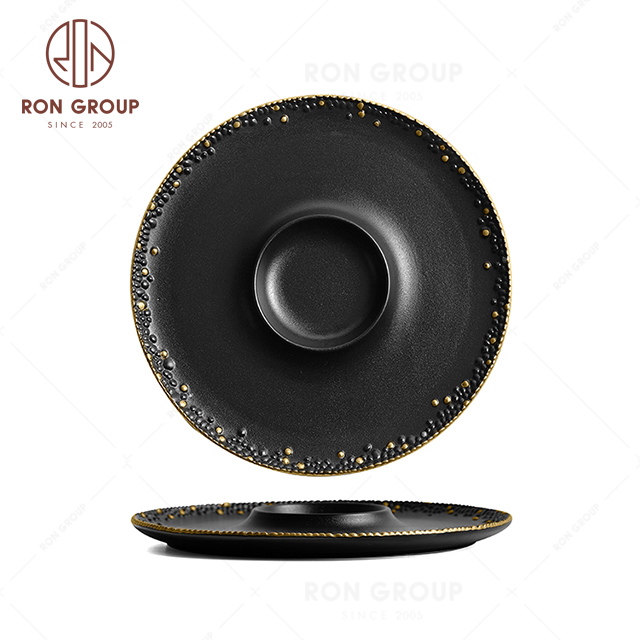 RNPCG2220 Hot Sales FAFARTC Series Restaurant Hotel Bar Cafe Wedding Black Gold Plate