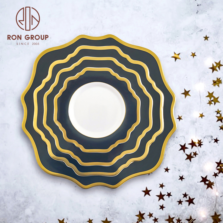 Flower Shape Colored Wholesale Chargers Plates Ceramic Charger Plates Wedding