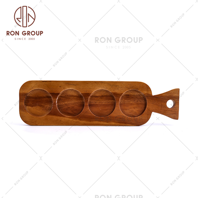 Rectangle Customized Serving Tray Wood Food Pizza Board With Handle