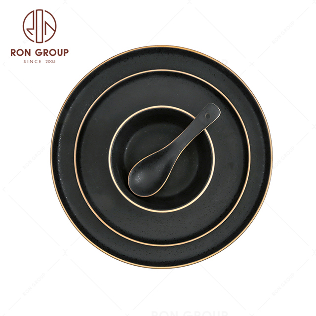 Modern High Quality Porcelain Catering Plates Black Plates For Restaurant