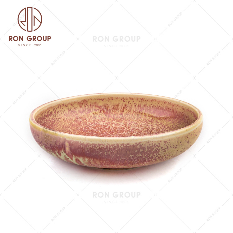 Wedding Event Dinnerware Ceramic Fat Thick Edged Ancient Bowl 