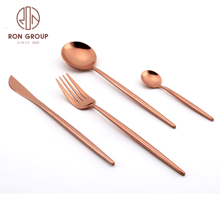 Wedding Favor Matte Rose Gold Plated Cutlery Set