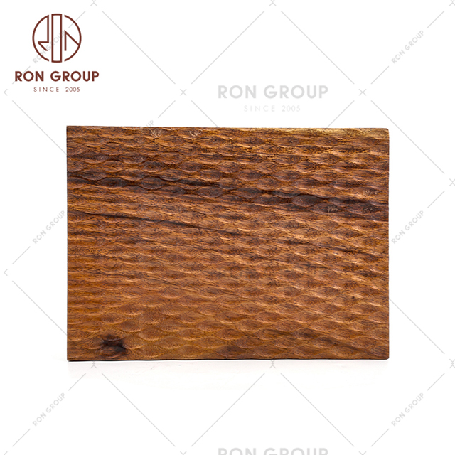 Best selling restaurant dinnerware wooden fish scale rectangular plate