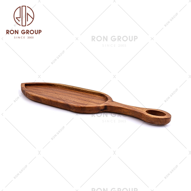 Wholesale Wooden Serving Tray Food Steak Pizza Board With Handle