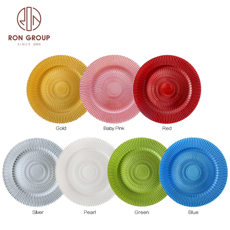 Hot Sale Flower Shape Charger Pink Design Dinner Plates For Wedding Tableware