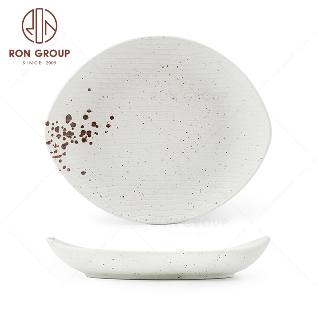 RNPC609-08139 High Quality Splash ink Style Restaurant Hotel Bar Cafe Wedding Oval Plate