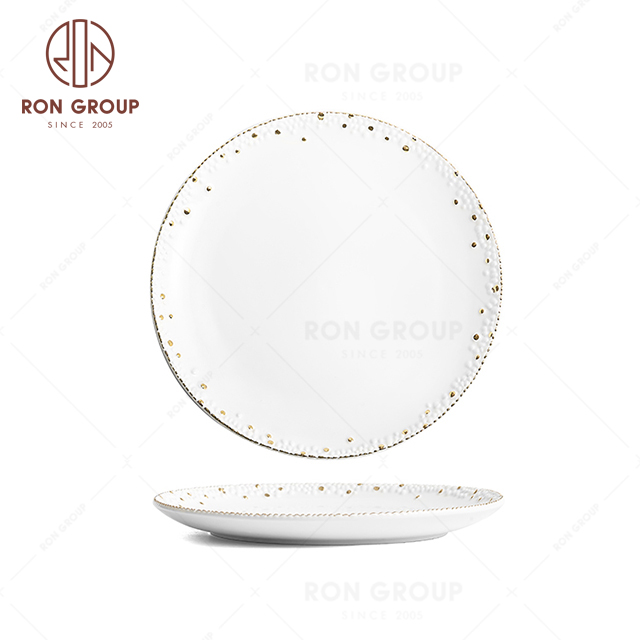 RNPCG2203-2204-2205 Hot Selling FAFARTC Series Restaurant Hotel Bar Cafe Wedding White Gold Flat Round Plate