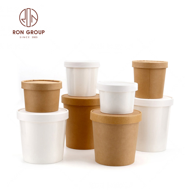 Disposable Biodegradable Takeaway Kraft Soup Salad Paper Box Food Storage