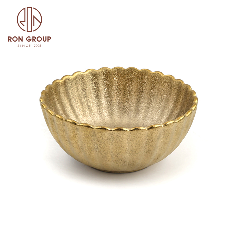 Wedding deco luxury gold printed salad fruit serving ceramic bowls