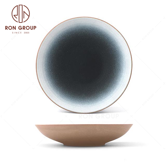 RNPCT1916G-10N High quality Japanese style tableware Terracotta 8.75" Threaded Sashimi Bowl Dinnerware For Restaurant Hotel Party