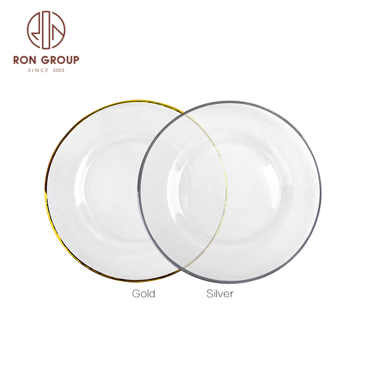 Tableware glass clear beaded charger plate wedding decoration serving plates