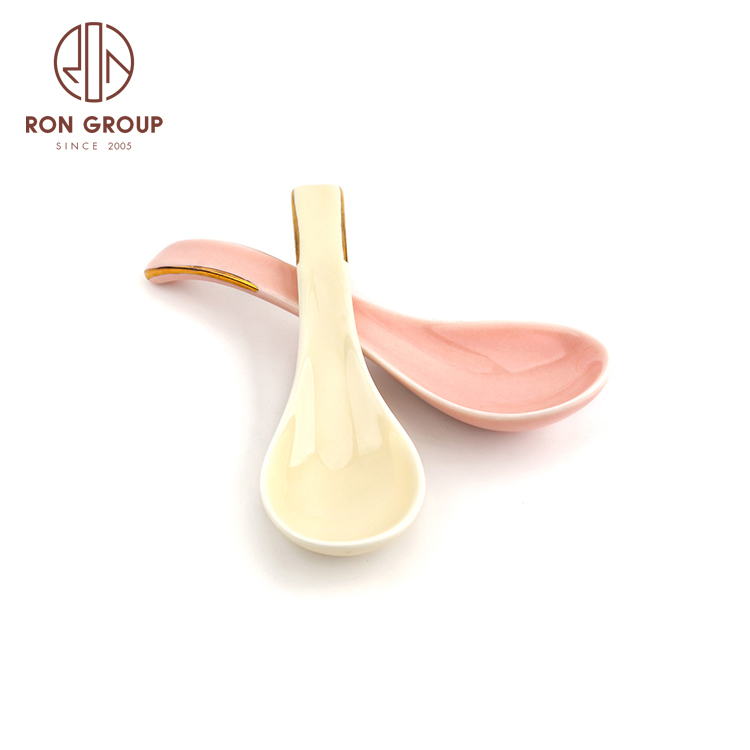 Home Hotel Restaurant Use Ceramic Good Quality Wedding Rice Soup Spoon