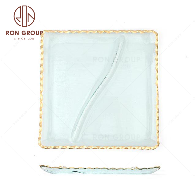 RNPG229-21 Hot-sale 2-Lattice 3-Lattice Square Plate restaurant hotel banquet canteen party wedding glass plate