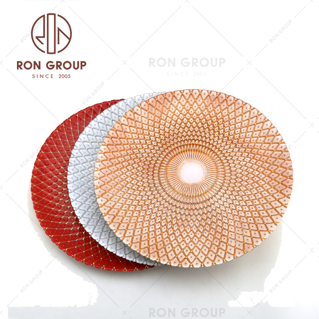 Luxury Glass Fancy Silver Dinner Charger Plate For Wedding Party