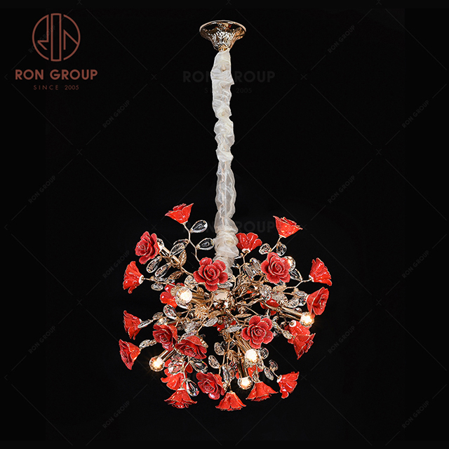 RonGroup Luxury Modern Wedding Decorative Light  Collection - Red Crystal Ceiling Light 7109-9P