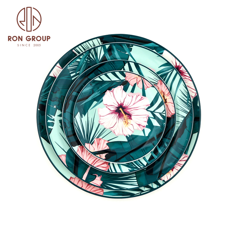 Nordic style restaurant wedding hotel 12 inch round flat luxury dinner plate fine bone china