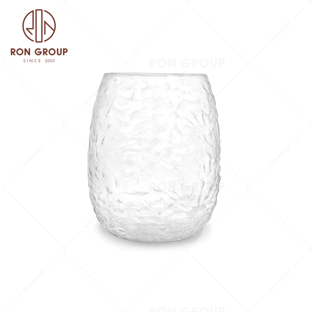 Japanese-style Hand-painted Daisy Hammer Pattern Clear Glass Cup