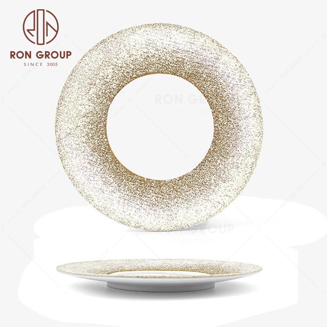 RNPCM020D 10.75inch Noble elegant restaurant wedding utensils cafe bar decorate ceramic dinner shallow dishes