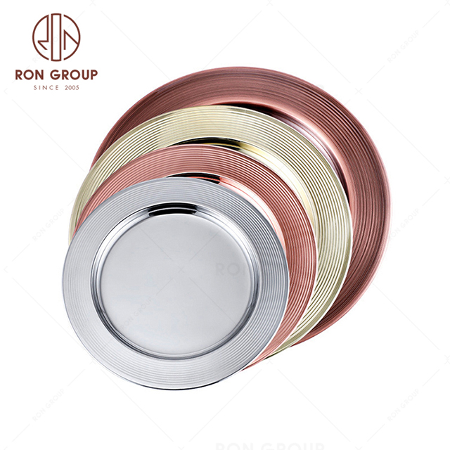 RNPKS228-4 Hot Sale Dining Plate Restaurant Hotel Bar Cafe Wedding Stainless Steel Plate