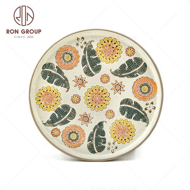 Porcelain printing dinner plate kitchen plate dinnerware set for wedding 